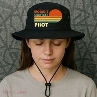 Worlds Okayest Pilot Funny Retro Funny Gift Bucket Hat thumb 3