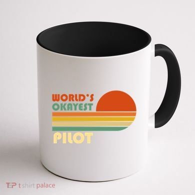 Worlds Okayest Pilot Funny Retro Funny Gift Coffee Mug back