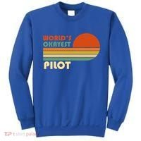 Worlds Okayest Pilot Funny Retro Funny Gift Sweatshirt thumb 0