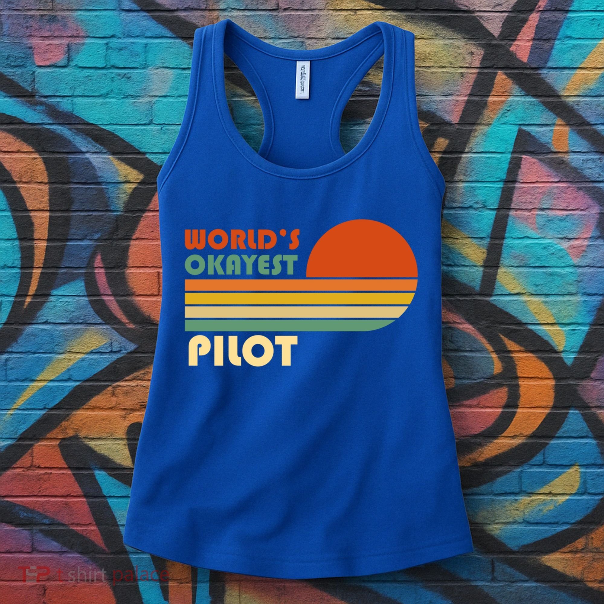 Worlds Okayest Pilot Funny Retro Funny Gift Women's Tank Top