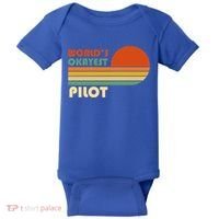Worlds Okayest Pilot Funny Retro Funny Gift Baby Bodysuit thumb 0