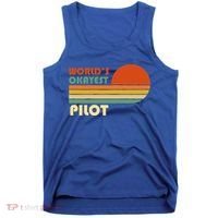 Worlds Okayest Pilot Funny Retro Funny Gift Tank Top thumb 0