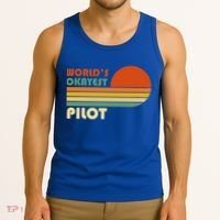 Worlds Okayest Pilot Funny Retro Funny Gift Tank Top thumb 3