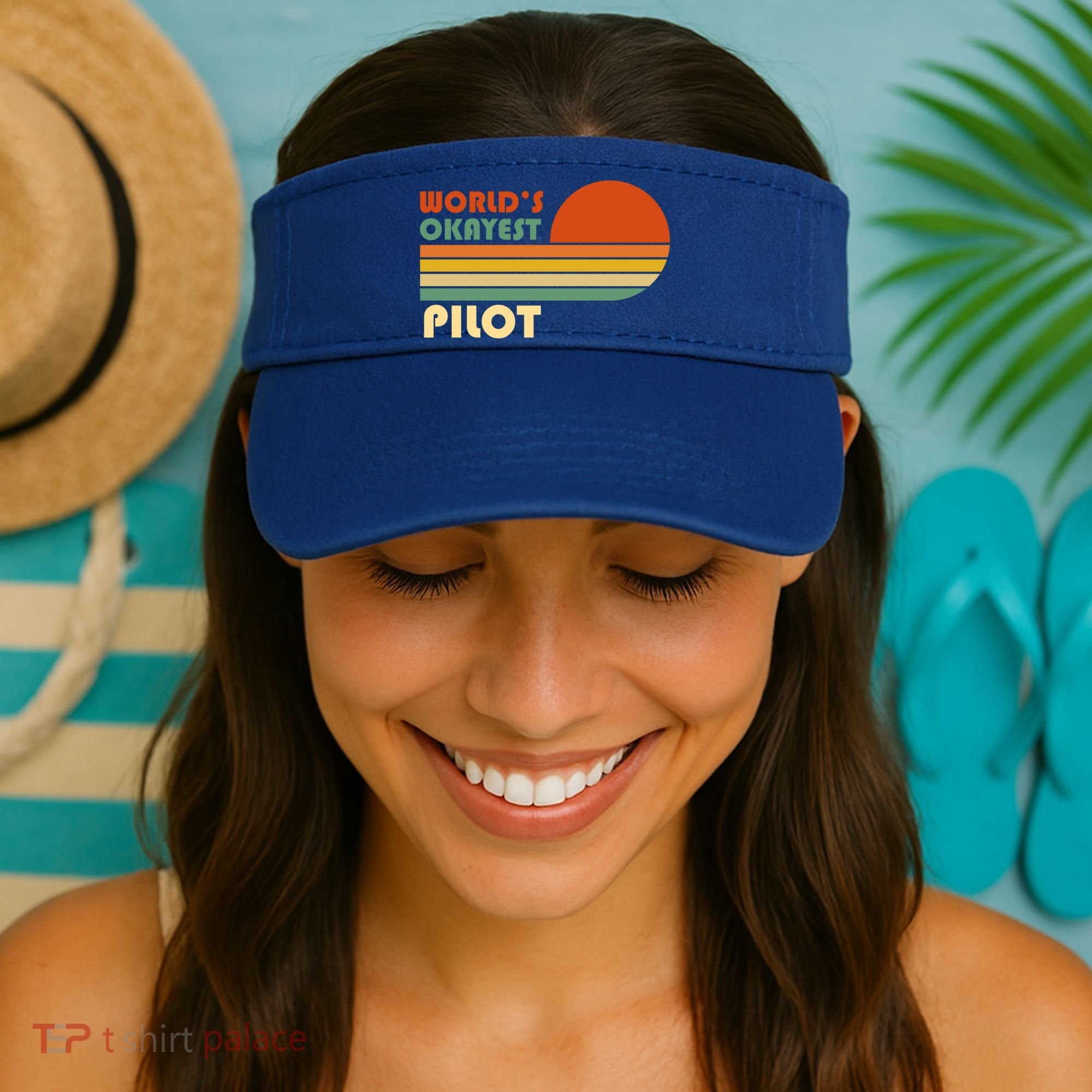 Worlds Okayest Pilot Funny Retro Funny Gift Visor