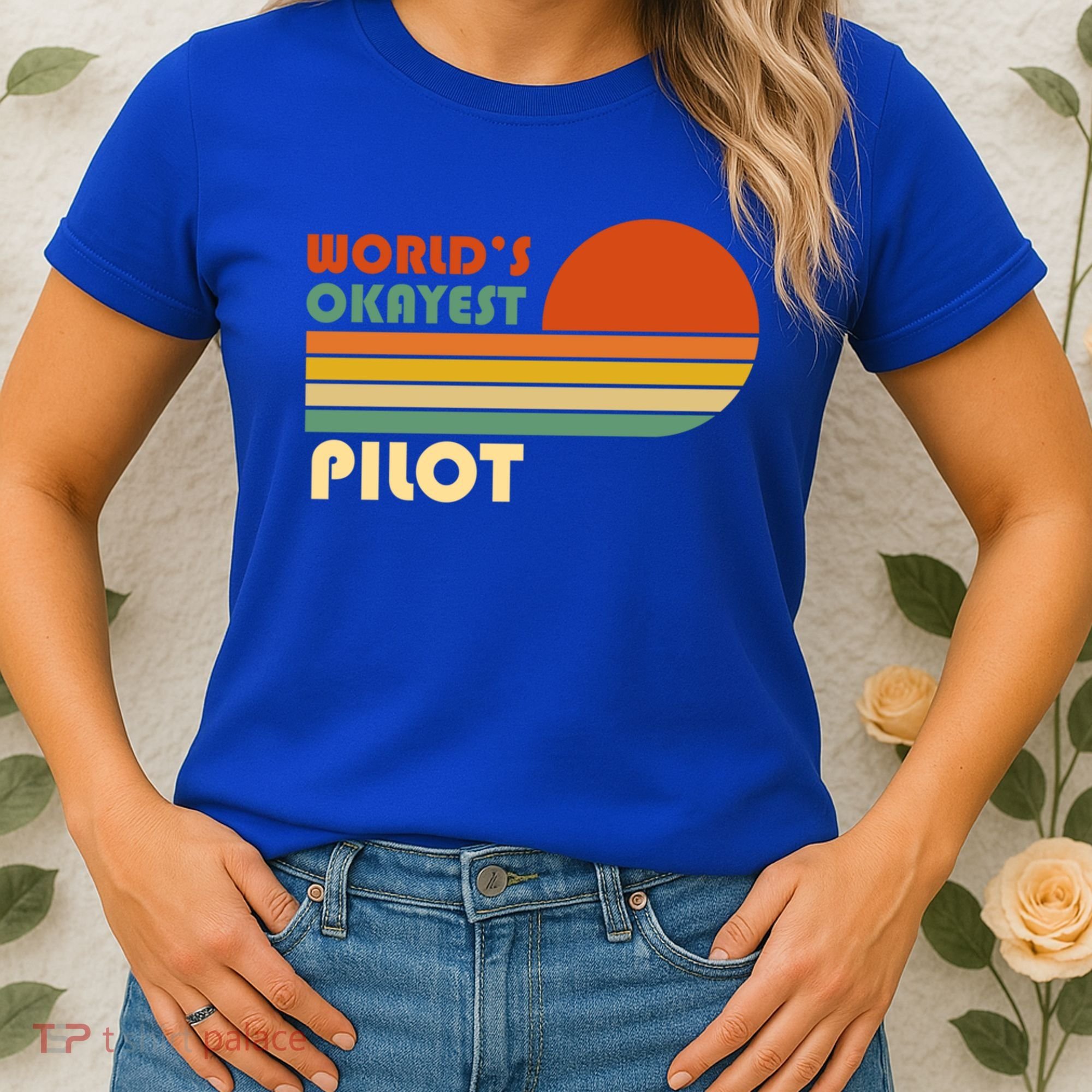 Worlds Okayest Pilot Funny Retro Funny Gift Women's T-Shirt