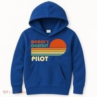 Worlds Okayest Pilot Funny Retro Funny Gift Kids Hoodie thumb 0