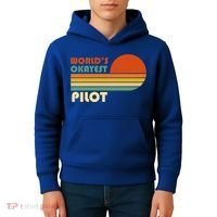 Worlds Okayest Pilot Funny Retro Funny Gift Kids Hoodie thumb 4