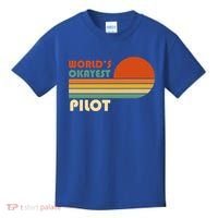 Worlds Okayest Pilot Funny Retro Funny Gift Kids T-Shirt thumb 0