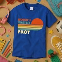 Worlds Okayest Pilot Funny Retro Funny Gift Kids T-Shirt thumb 3