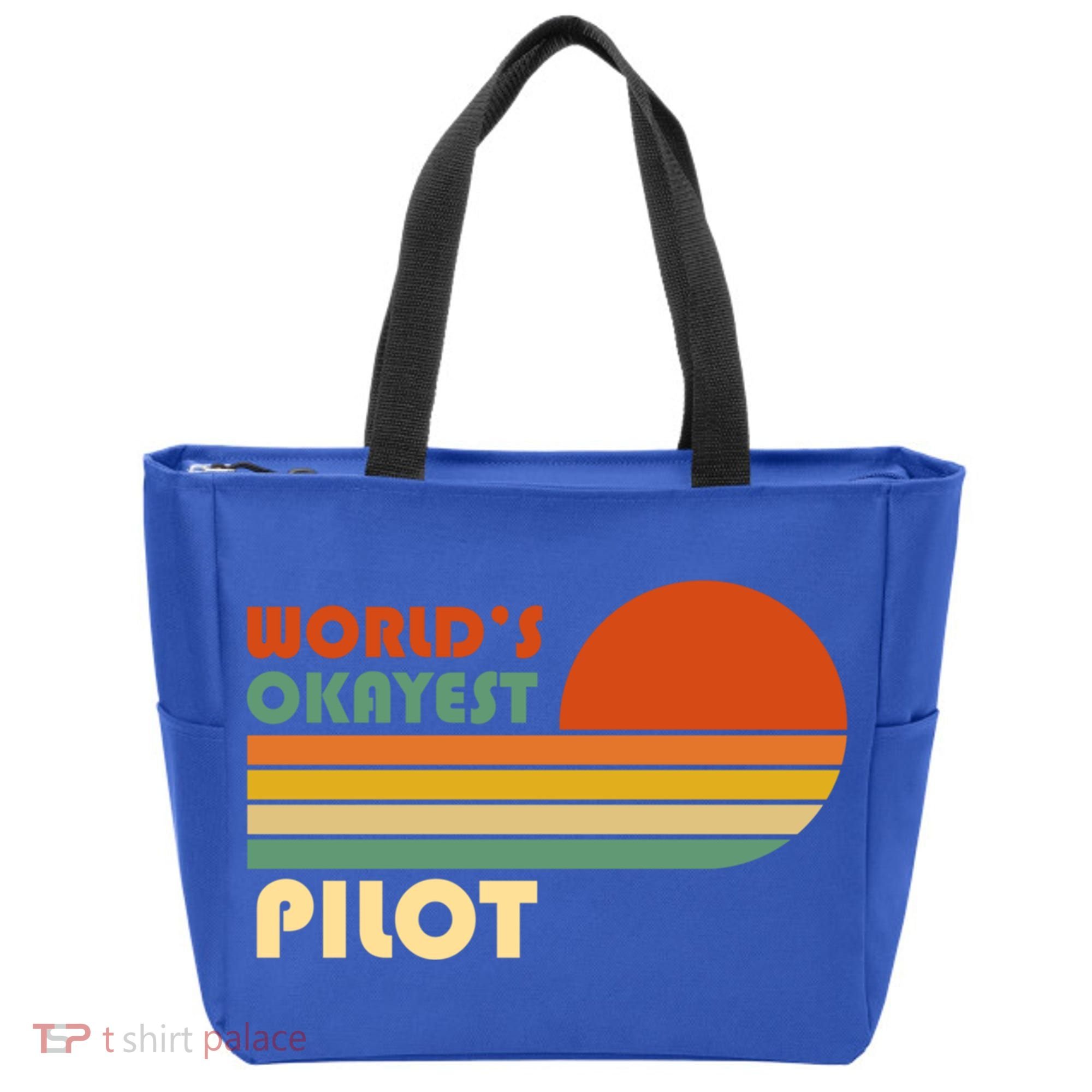 Worlds Okayest Pilot Funny Retro Funny Gift Tote Bag