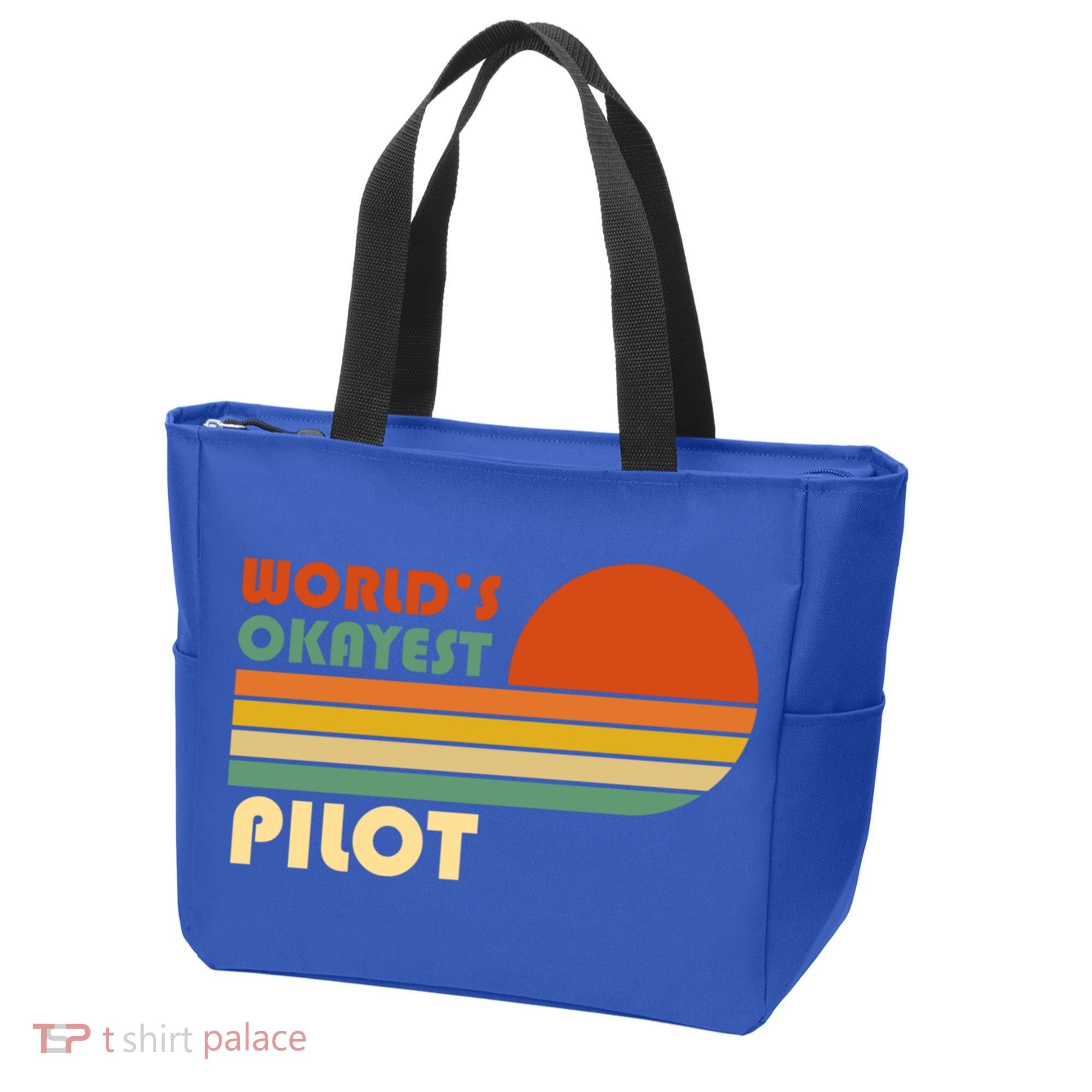 Worlds Okayest Pilot Funny Retro Funny Gift Tote Bag