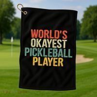 World's Okayest Pickleball Player Pickleball tournaments Golf Towel thumb 1
