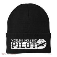 Worlds Okayest Pilot Funny Pilot Beanie thumb 0