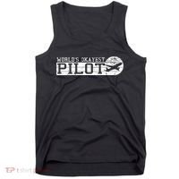 Worlds Okayest Pilot Funny Pilot Tank Top thumb 0