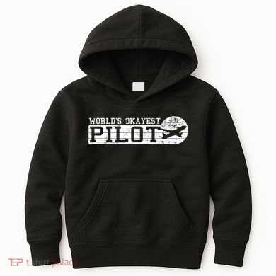 Worlds Okayest Pilot Funny Pilot Kids Hoodie