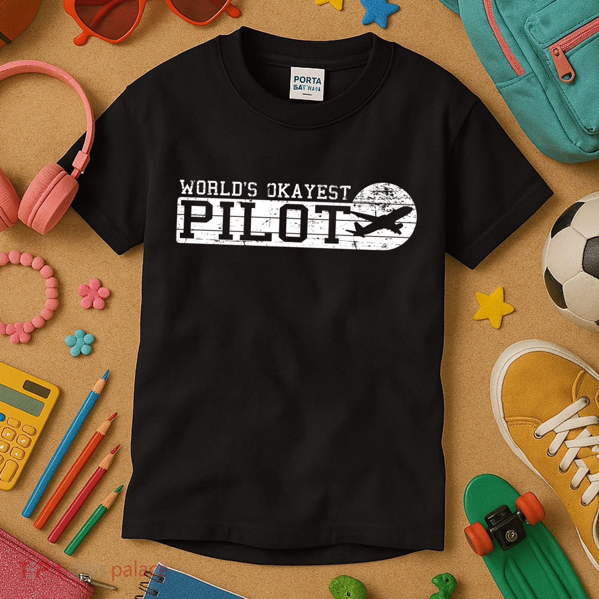 Worlds Okayest Pilot Funny Pilot Kids T-Shirt