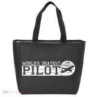 Worlds Okayest Pilot Funny Pilot Tote Bag thumb 0
