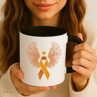 Winged Orange Ribbon Kidney Cancer Awareness Funny Gift Coffee Mug thumb 3