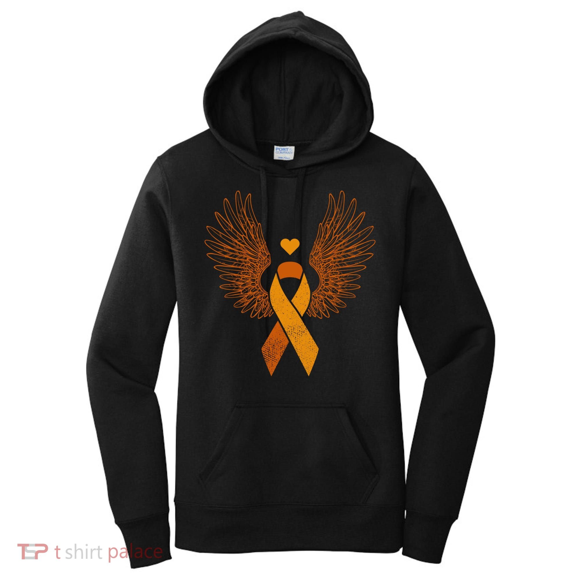 Winged Orange Ribbon Kidney Cancer Awareness Funny Gift Women's Hoodie