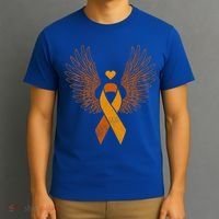 Winged Orange Ribbon Kidney Cancer Awareness Funny Gift T-Shirt thumb 3