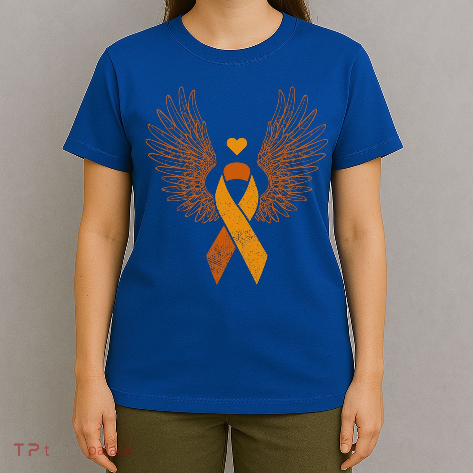 Winged Orange Ribbon Kidney Cancer Awareness Funny Gift T-Shirt