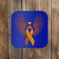 Winged Orange Ribbon Kidney Cancer Awareness Funny Gift Coaster thumb 0