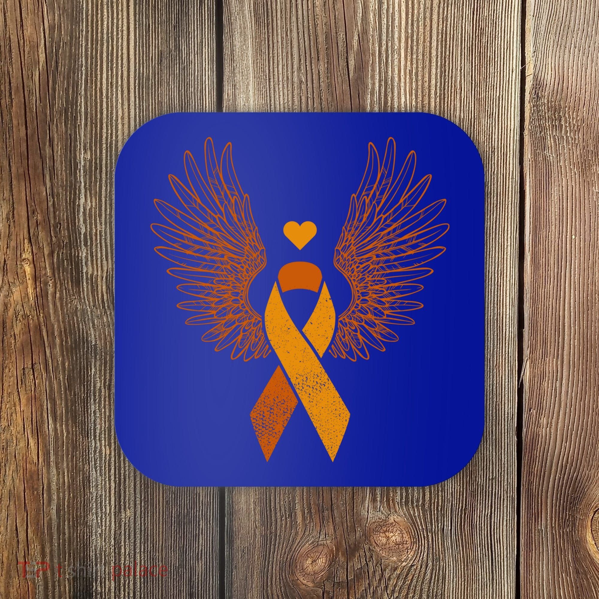 Winged Orange Ribbon Kidney Cancer Awareness Funny Gift Coaster