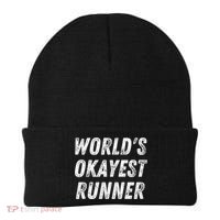 World's Okayest Runner Funny Running 5k Marathon Distance Meaningful Gift Beanie thumb 0