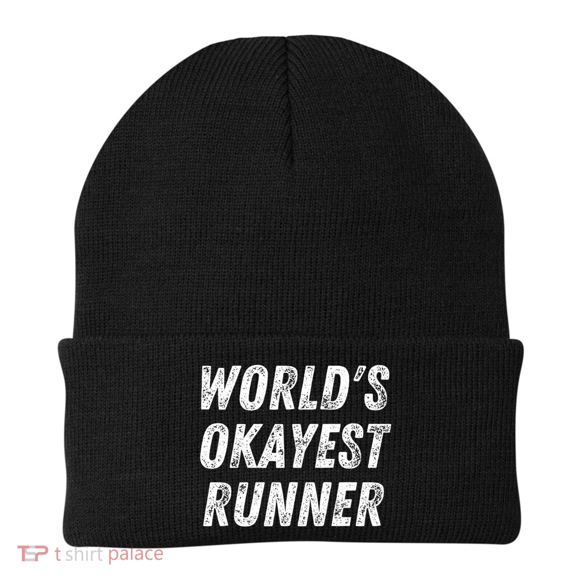 World's Okayest Runner Funny Running 5k Marathon Distance Meaningful Gift Beanie