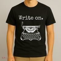 Write On. Retro Typewriter Funny Novelty Writing Writers Pun T-Shirt thumb 3