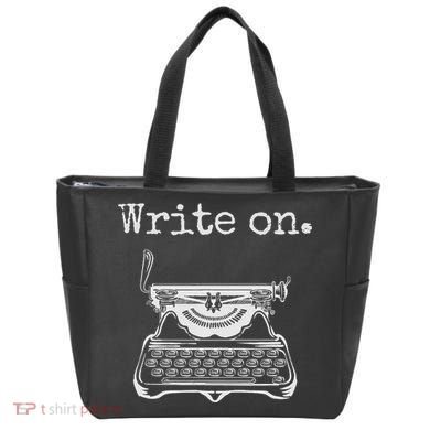 Write On. Retro Typewriter Funny Novelty Writing Writers Pun Tote Bag