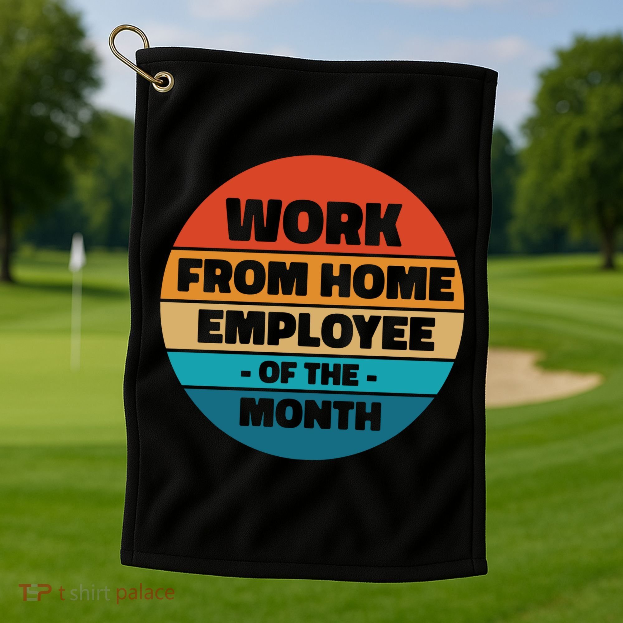 Work From Home Employee Of The Month Retro Golf Towel