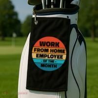 Work From Home Employee Of The Month Retro Golf Towel thumb 2