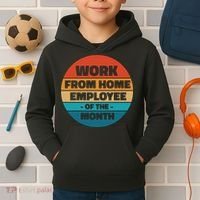 Work From Home Employee Of The Month Retro Kids Hoodie thumb 2