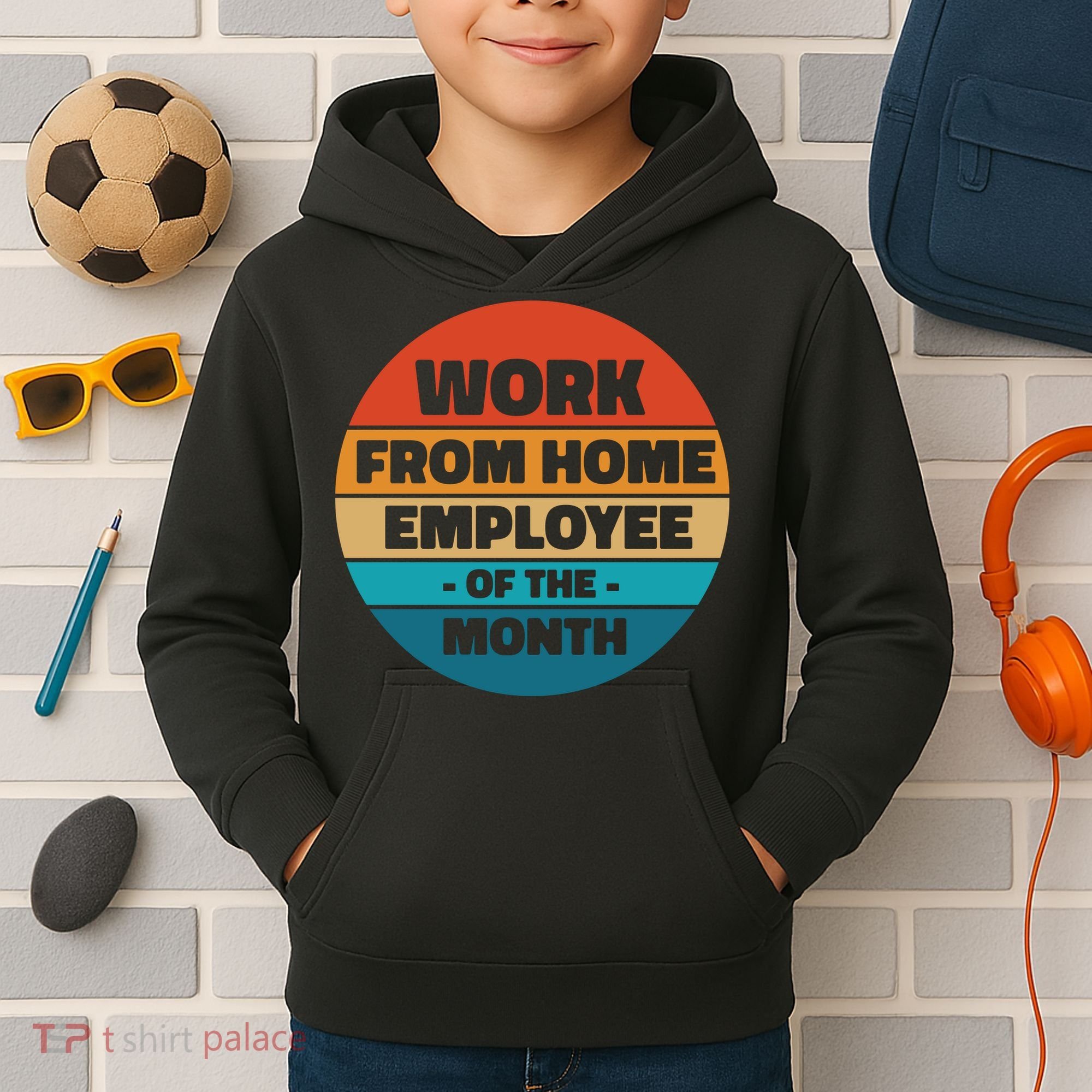 Work From Home Employee Of The Month Retro Kids Hoodie