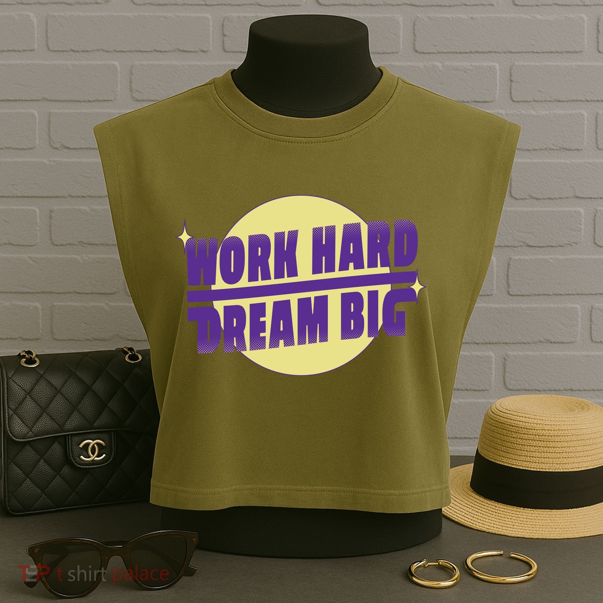 Work Hard Dream Big Garment-Dyed Women's Muscle Tee