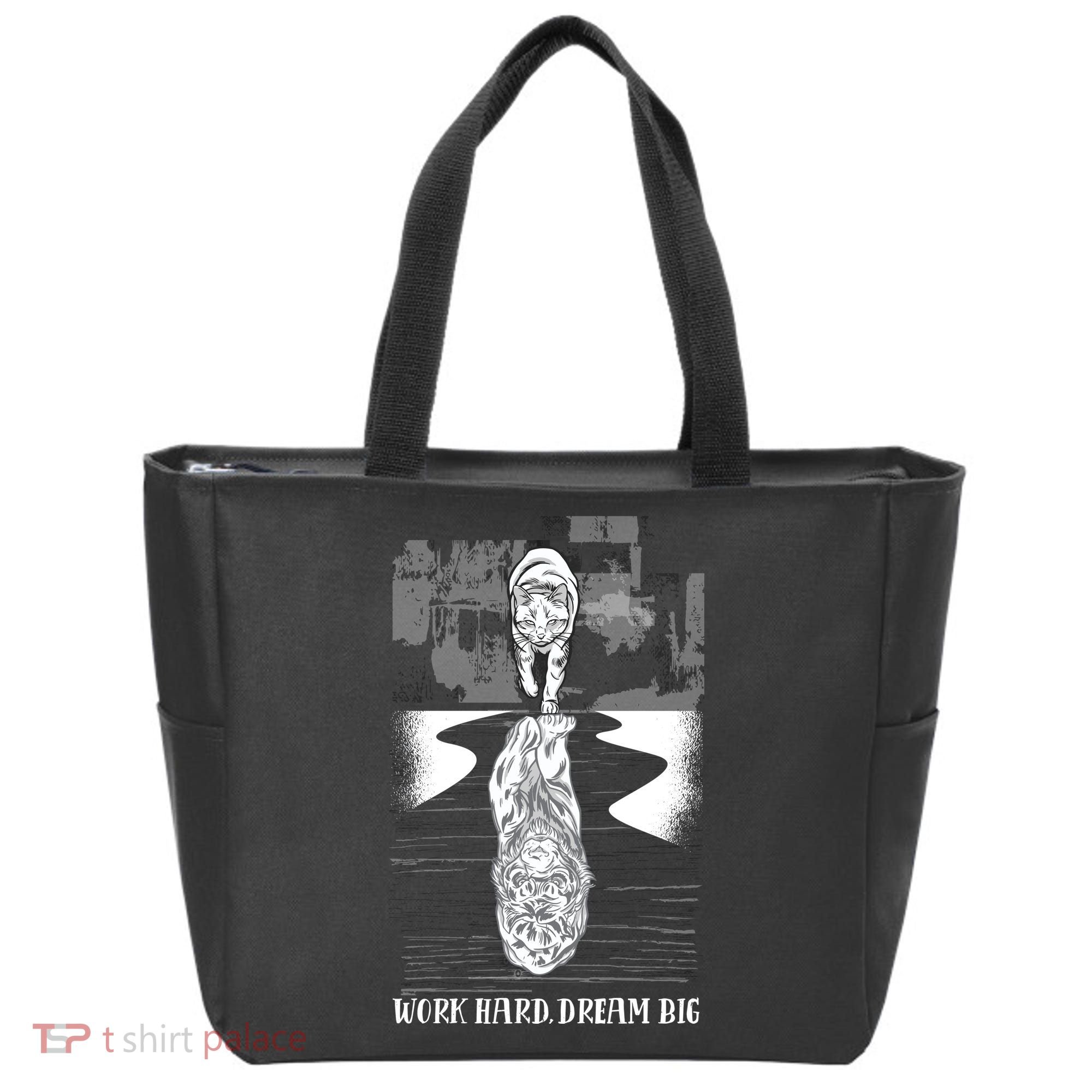 Work Hard Dream Big Tiger Tote Bag