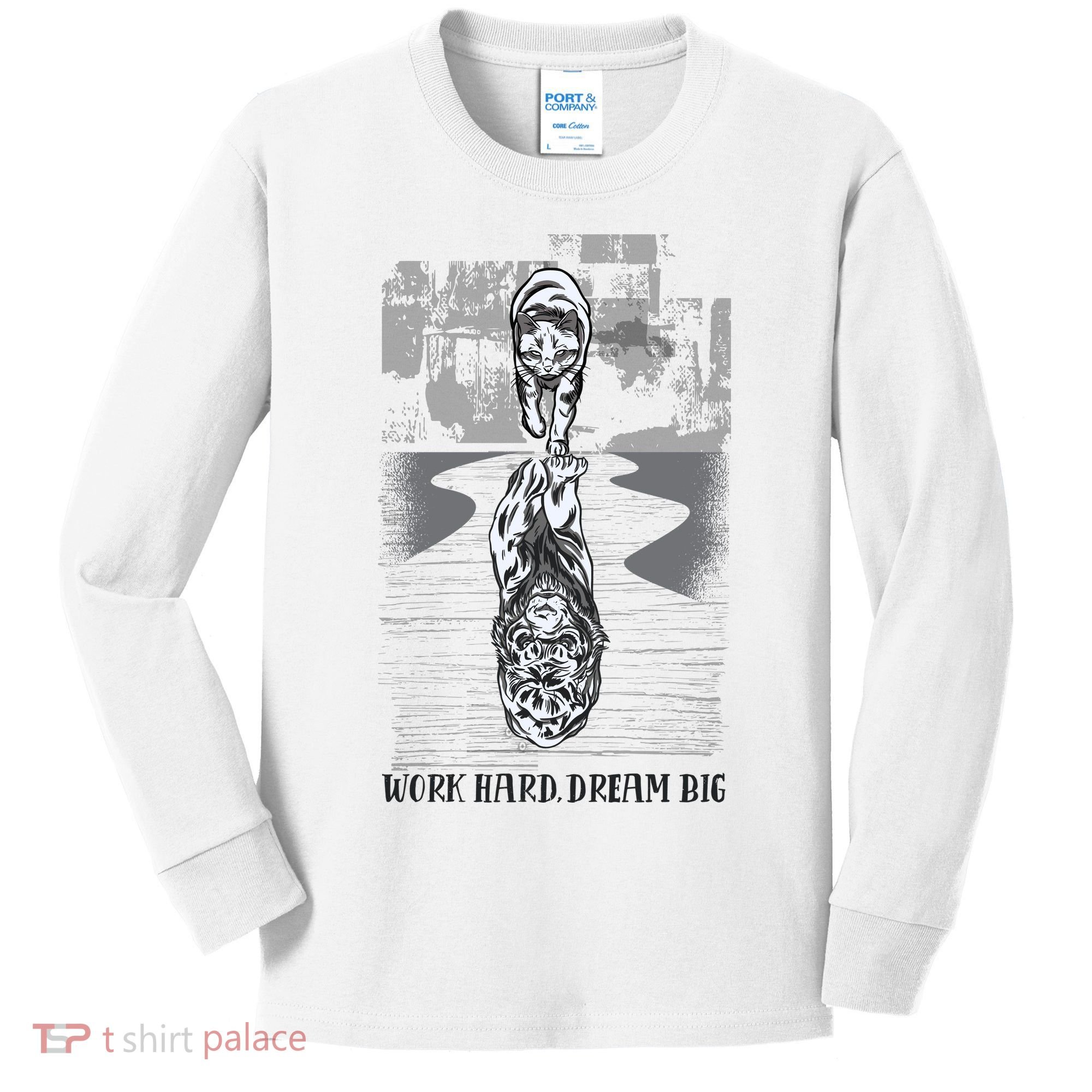 Work Hard Dream Big Tiger Kids Long Sleeve Shirt