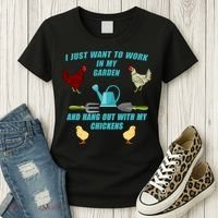 Work In My Garden Hang Out With My Chickens Women's T-Shirt thumb 3