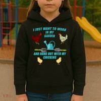Work In My Garden Hang Out With My Chickens Kids Hoodie thumb 3