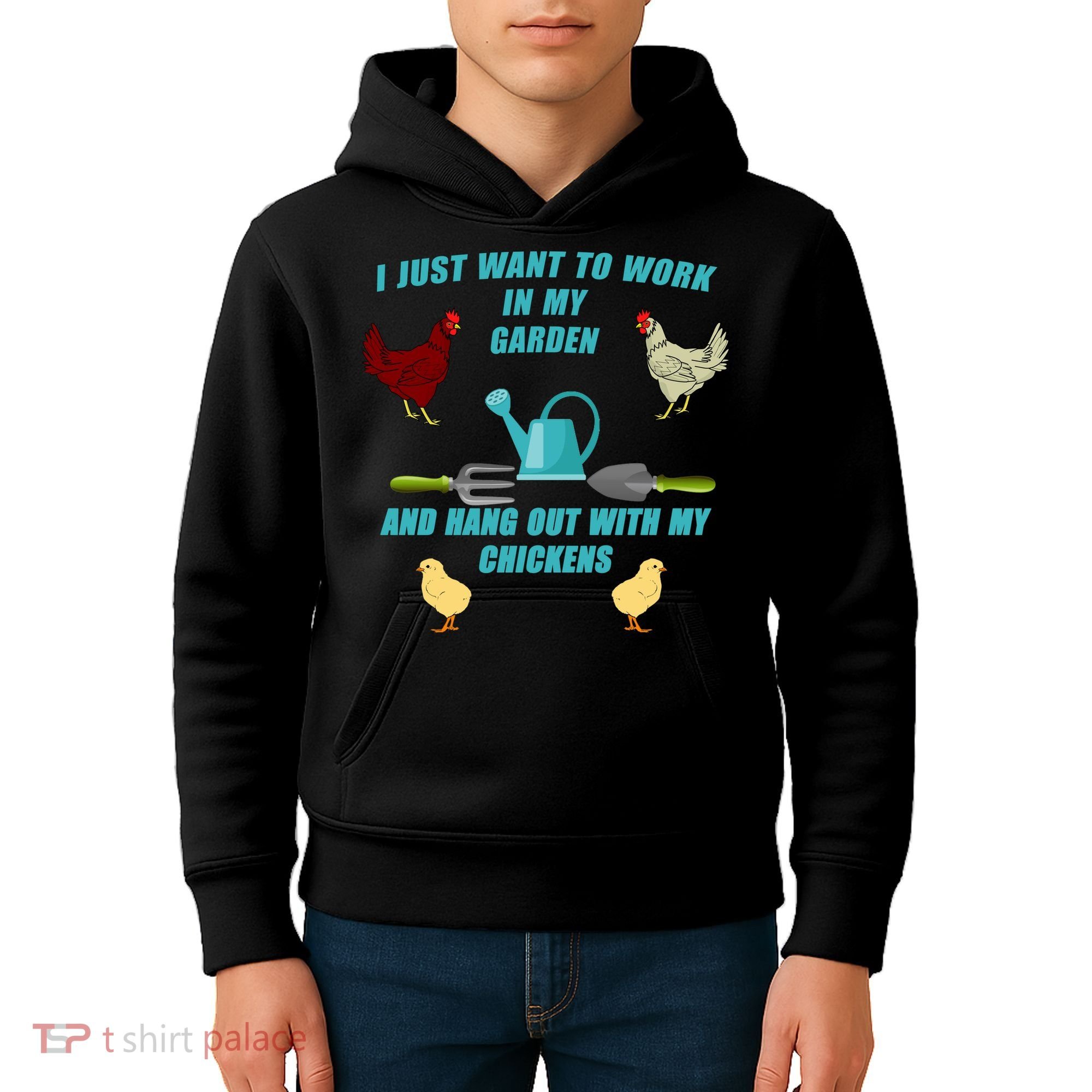 Work In My Garden Hang Out With My Chickens Kids Hoodie