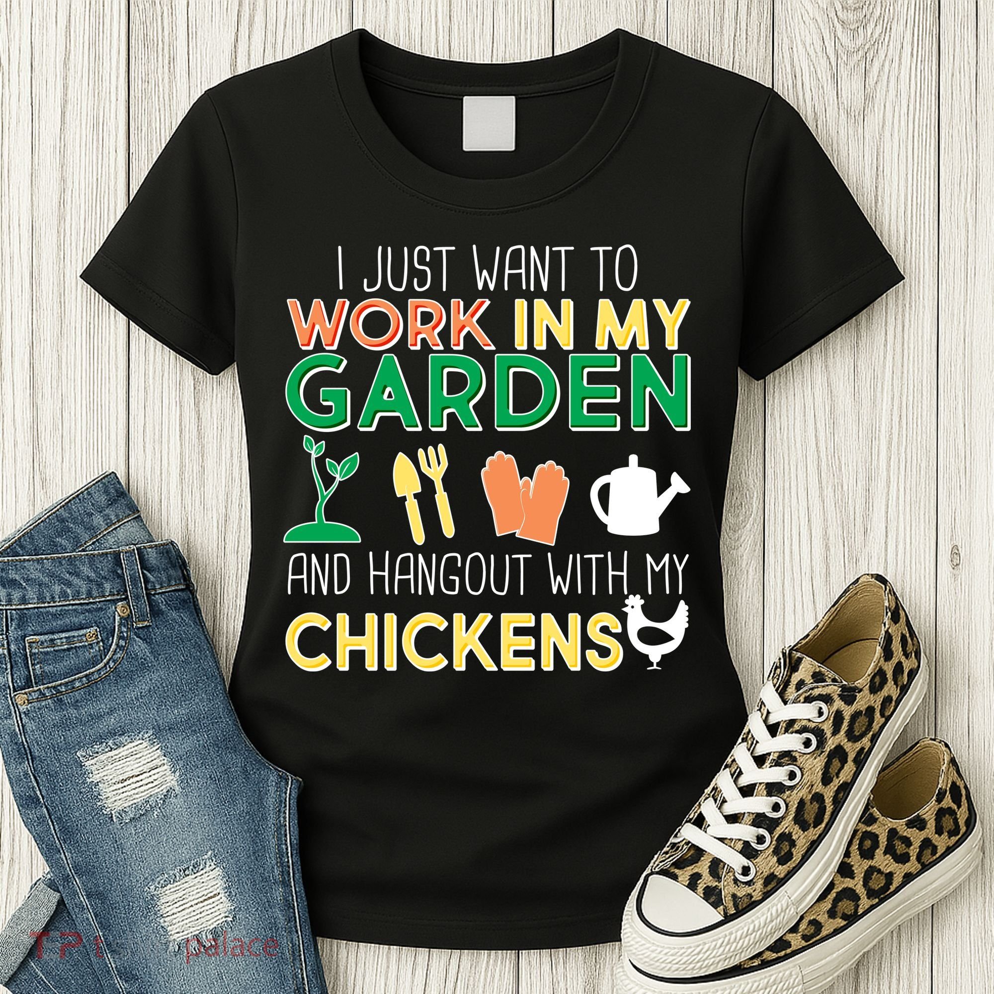 Work In My Garden Hangout With My Chickens Women's T-Shirt