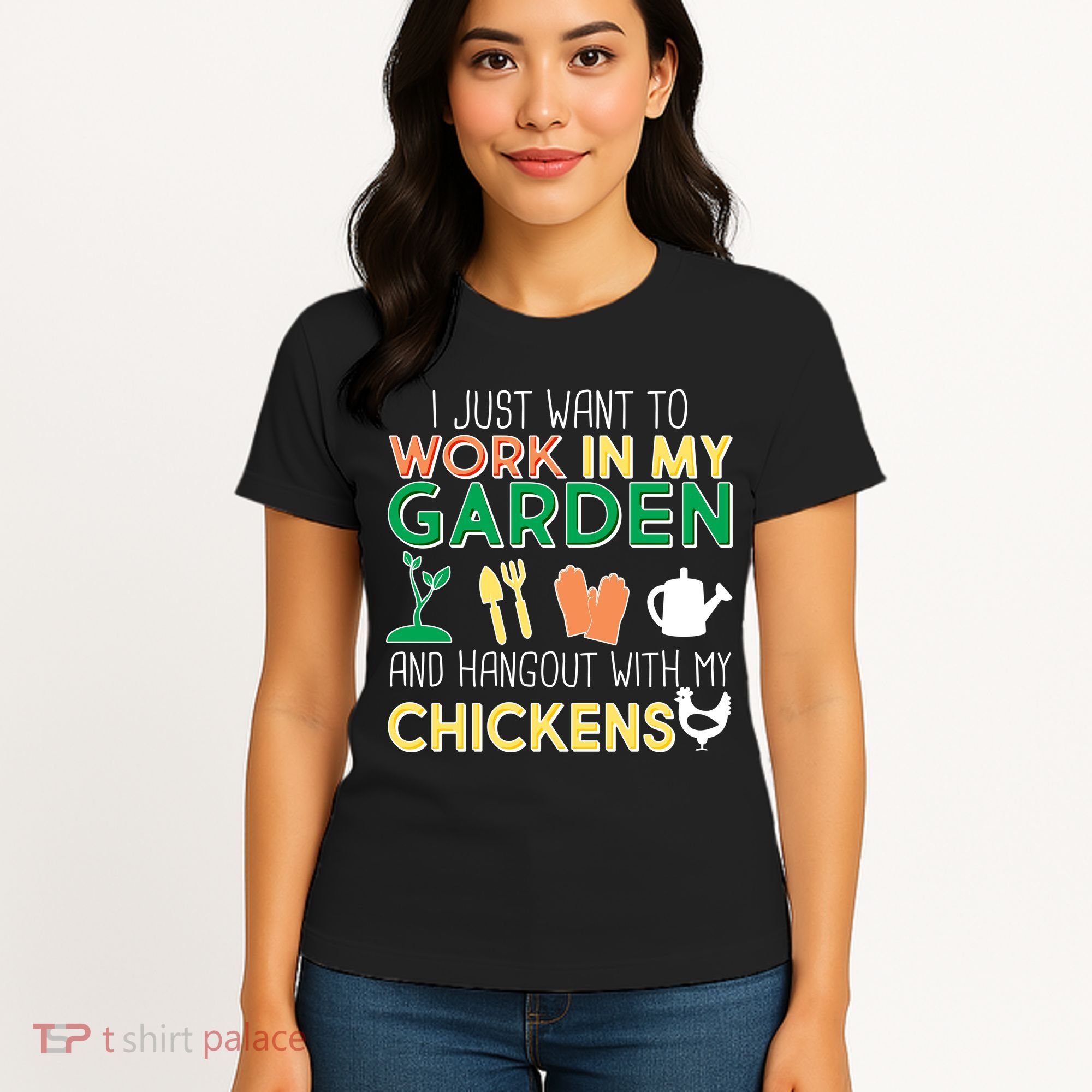 Work In My Garden Hangout With My Chickens Women's T-Shirt