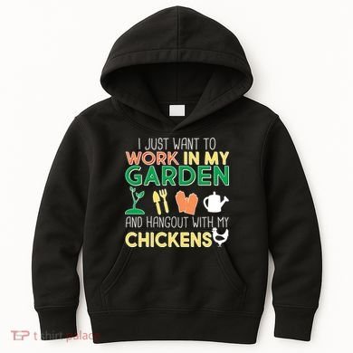 Work In My Garden Hangout With My Chickens Kids Hoodie