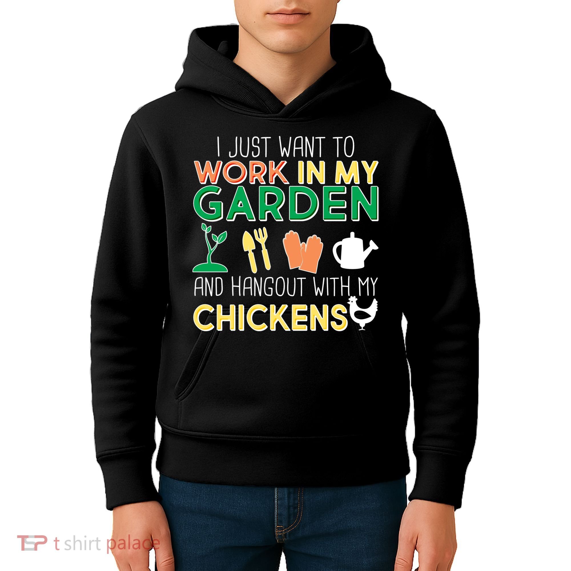 Work In My Garden Hangout With My Chickens Kids Hoodie