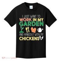 Work In My Garden Hangout With My Chickens Kids T-Shirt thumb 0