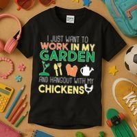 Work In My Garden Hangout With My Chickens Kids T-Shirt thumb 3