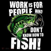 Work Is For People Who Don't Know How To Fish USA-Made Doggie Bandana thumb 2