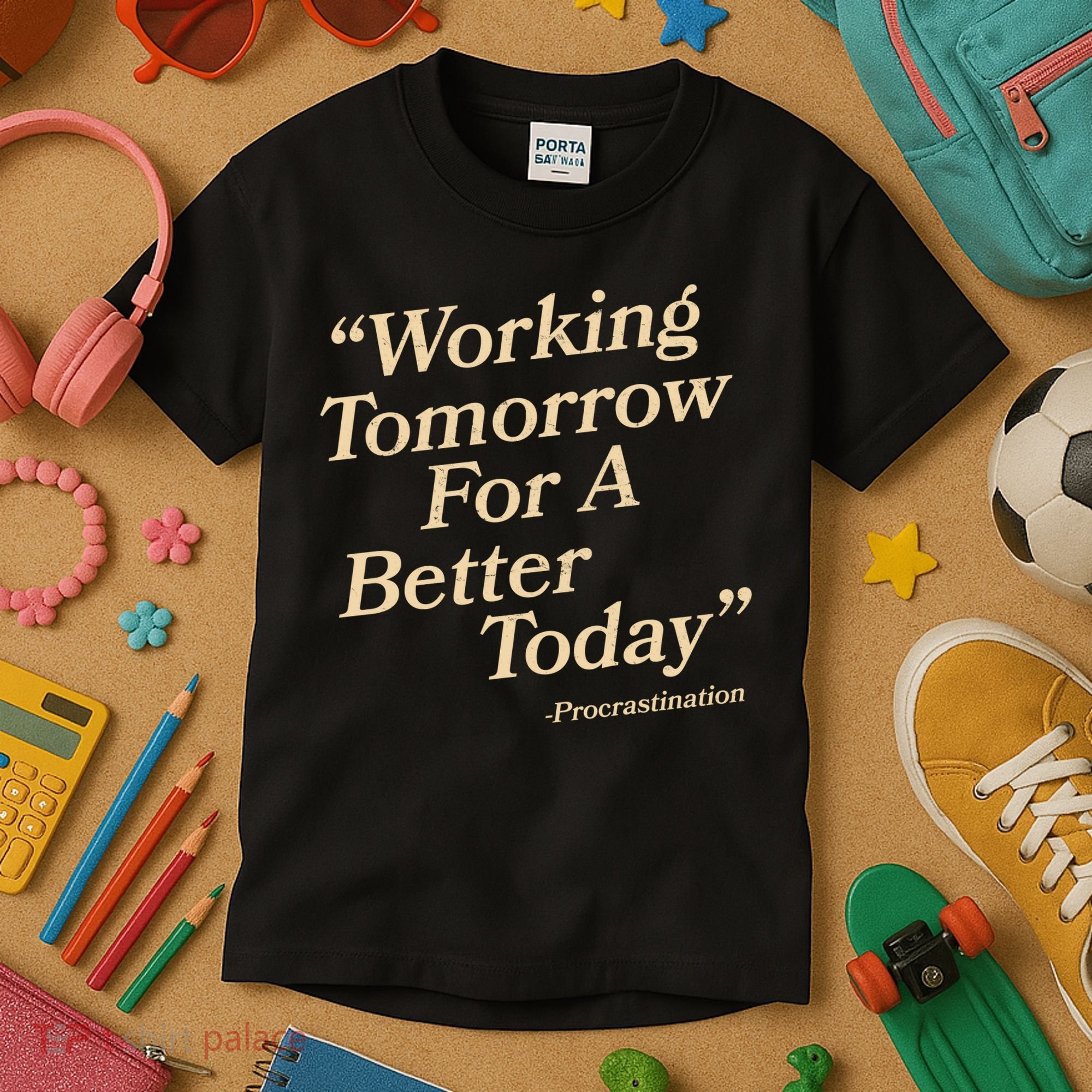 Working Tomorrow For A Better Today Procrastination Kids T-Shirt