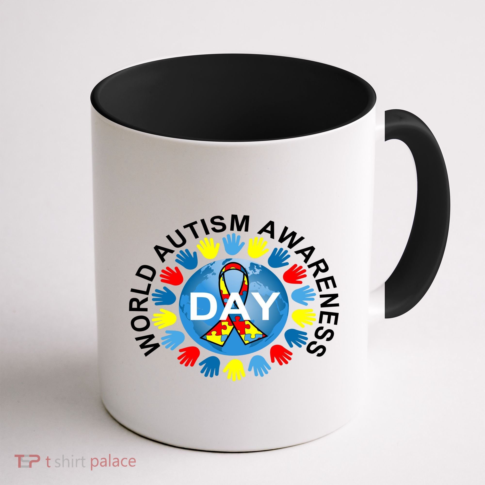 World Autism Awareness Day Earth Puzzle Ribbon Coffee Mug